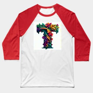 AI Art Floral Franciscan Tau Abstract Expressionism Baseball T-Shirt